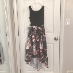 Black and Floral high-low Cocktail dress